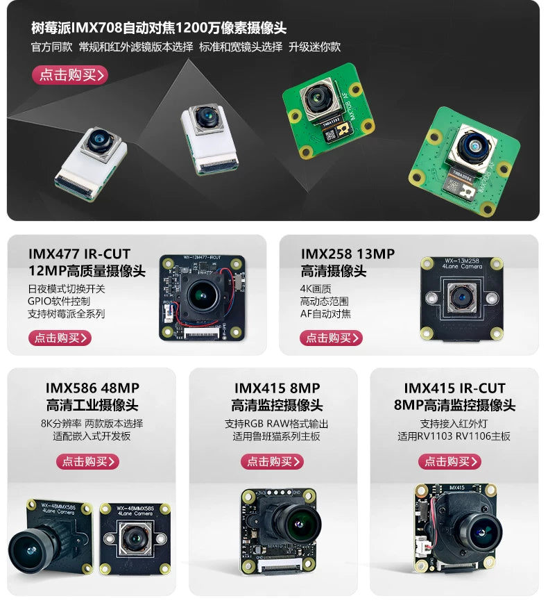 Module caméra à objectif personnalisé professionnel pour RPi 5/4/Zero